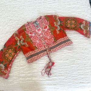 🌸 Johnny Was Patchwork Cropped Boho Jacket XS (Repurposed)